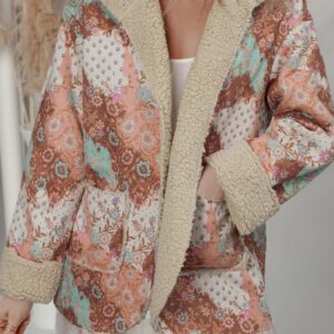 Floral Sherpa-Lined Hooded Jacket