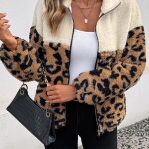 Leopard Zip-Up Fleece Jacket