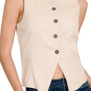 Linen Button Down Vest