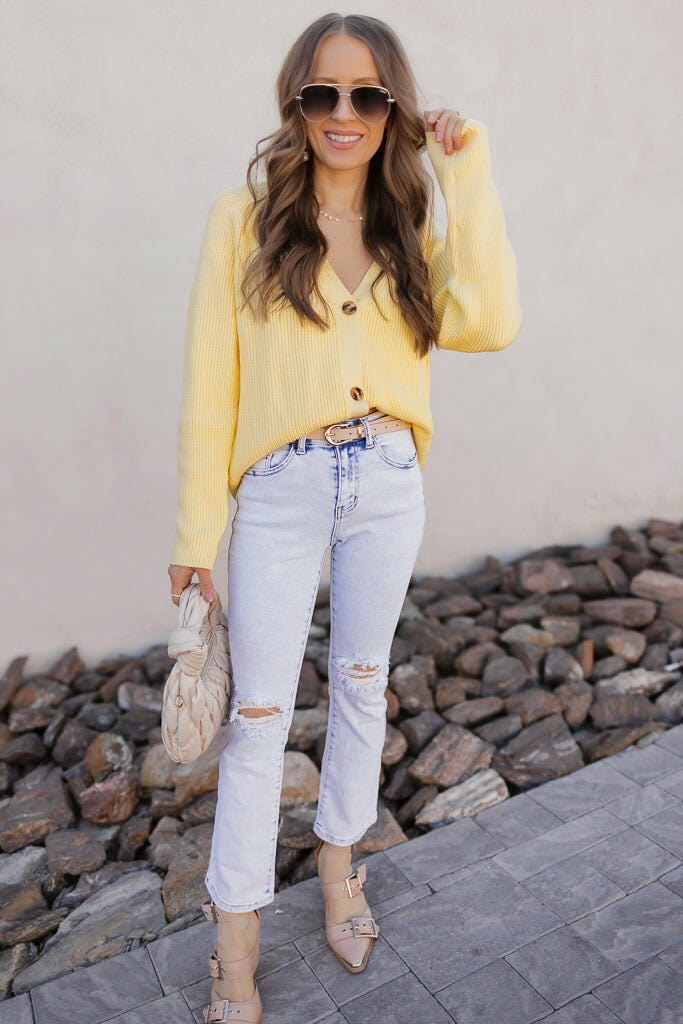 Ribbed Button Front Cardigan